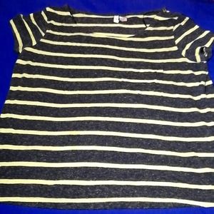 canary yellow & charcoal grey striped top